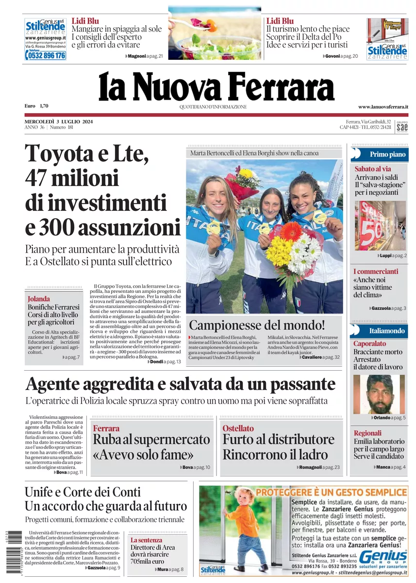 Prima-pagina-nuova ferrara-oggi-edizione-del-2024-07-03